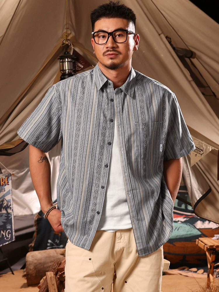 Baroque Striped Textured Short-Sleeve Shirt