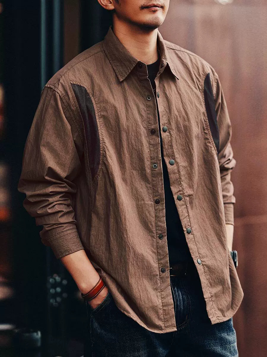 Outdoor Mesh Panel Long-Sleeve Jac-Shirt