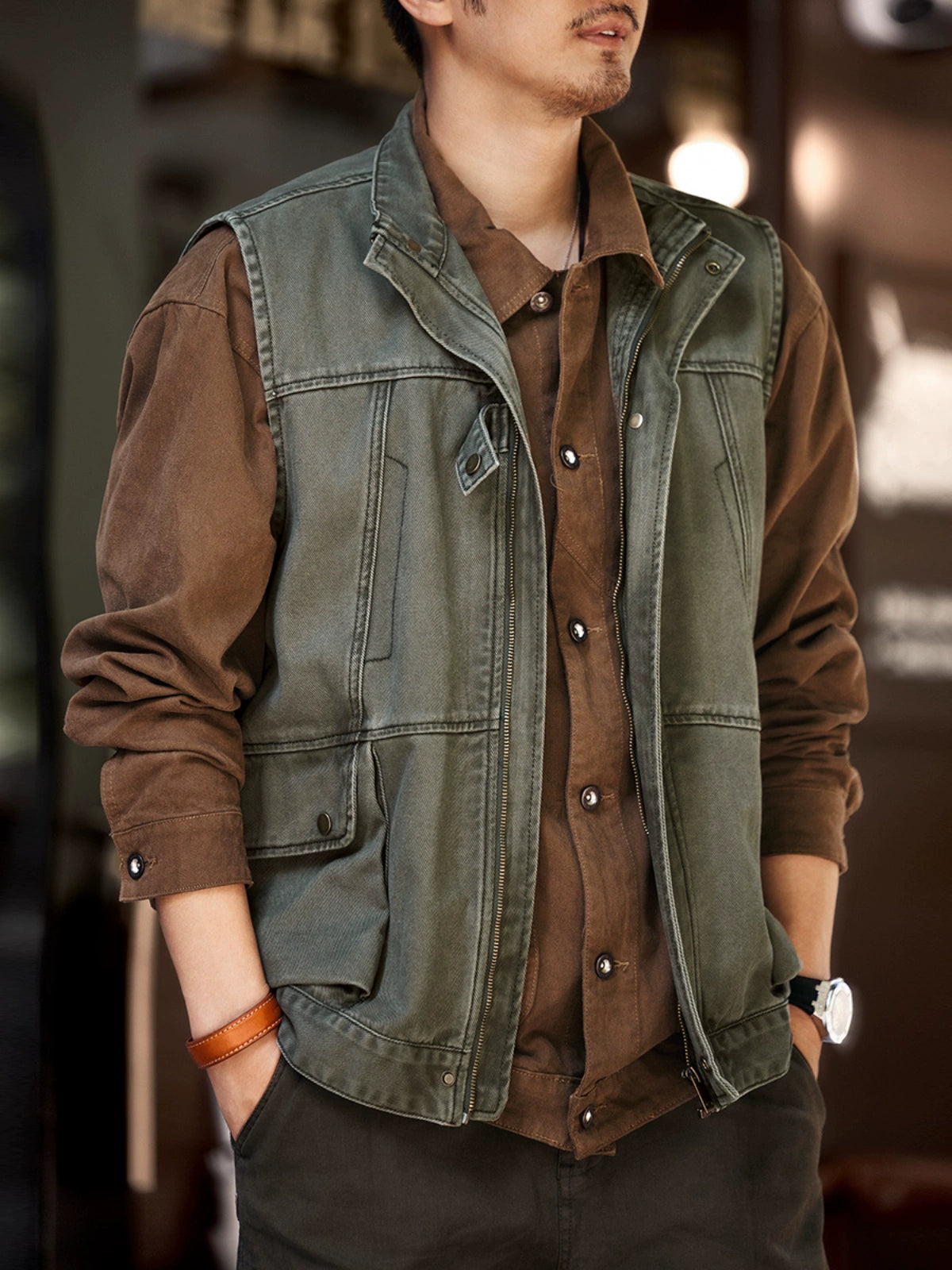 Retro Outdoor Work Pocket Vest