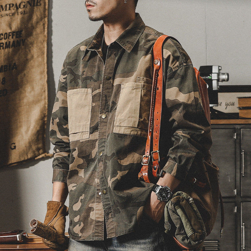 Vintage Camouflage Long Sleeve Shirt Jacket