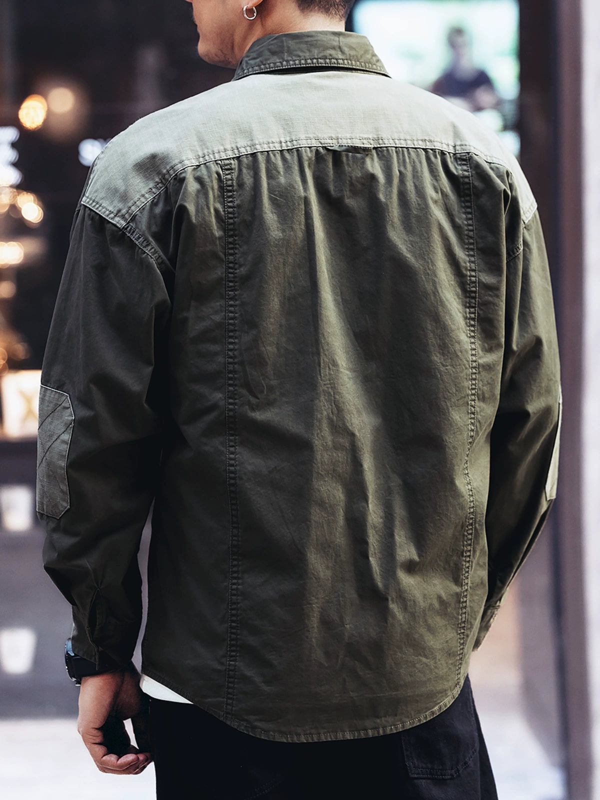 Vintage Patchwork Workwear Long-Sleeve Jac-Shirt