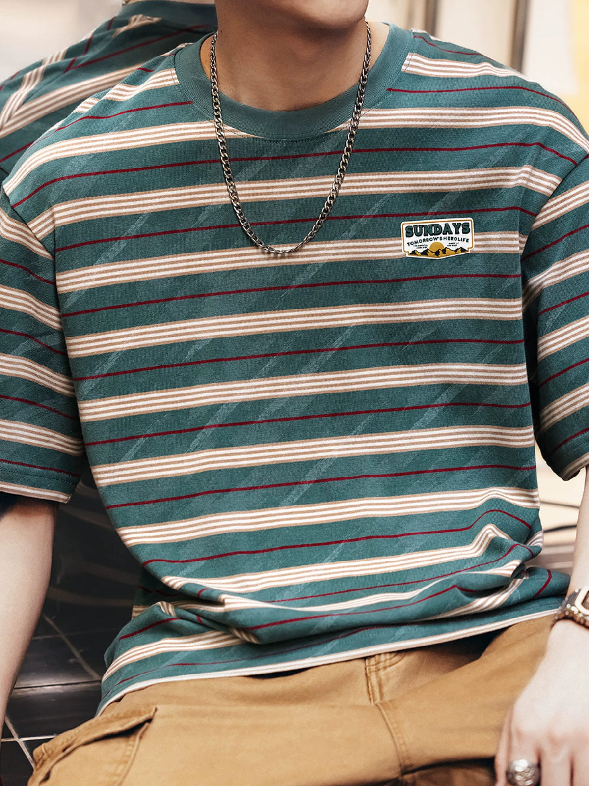 Color-Block Striped Short-Sleeve T-Shirt