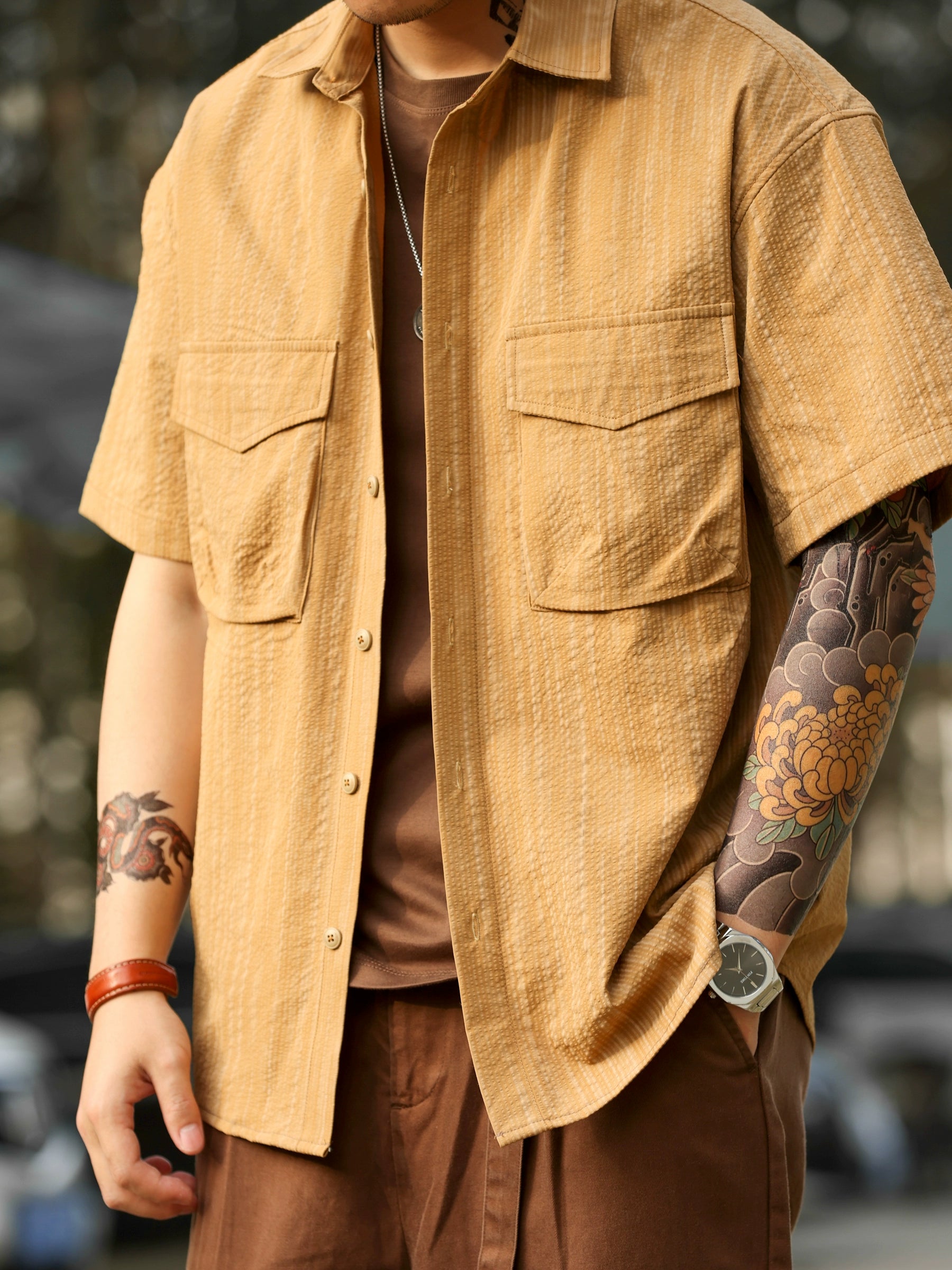Shadow Stripe Seersucker Short Sleeve Shirt