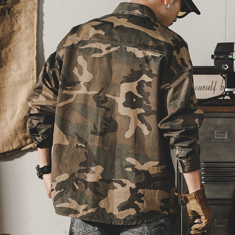 Vintage Camouflage Long Sleeve Shirt Jacket