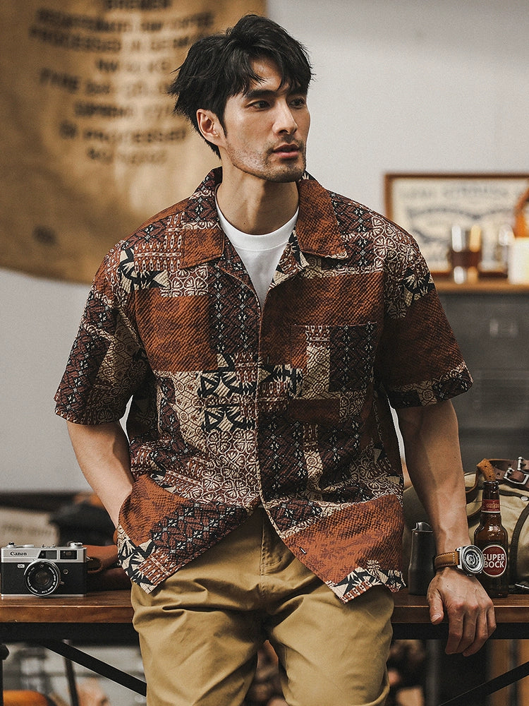 Hawaiian-style Cuban Collar Shirt