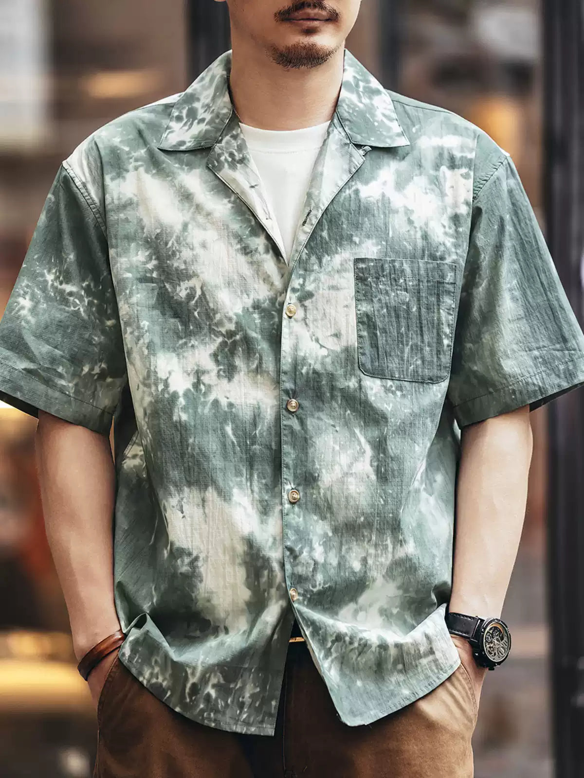 Tie-Dye Print Short Sleeve Shirt