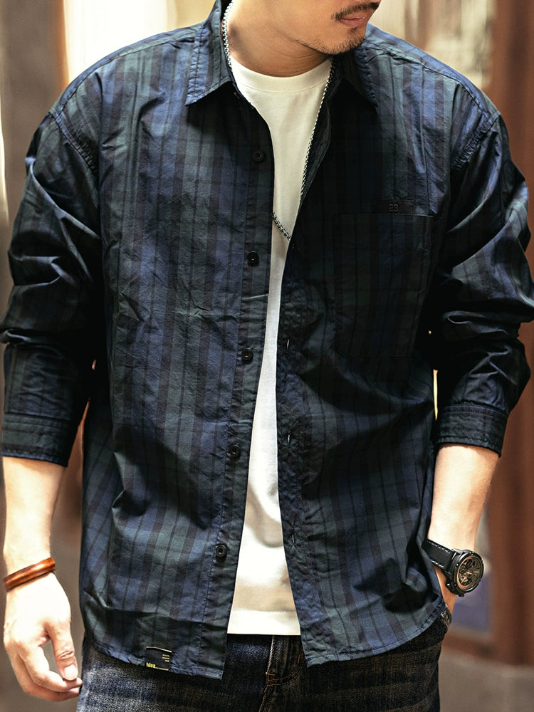 Vintage Subtle Checked Long-Sleeve Jac-Shirt