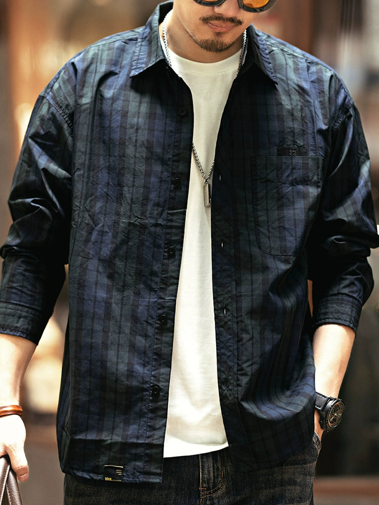 Vintage Subtle Checked Long-Sleeve Jac-Shirt