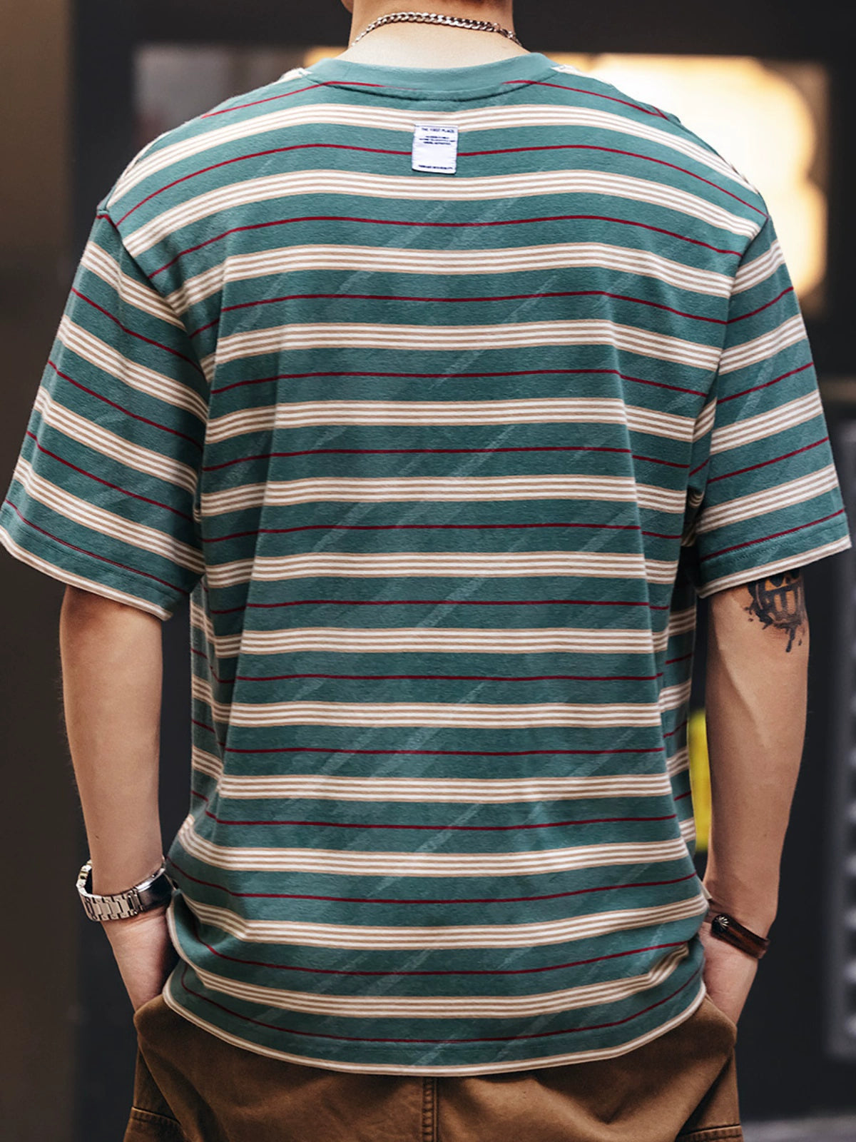 Color-Block Striped Short-Sleeve T-Shirt